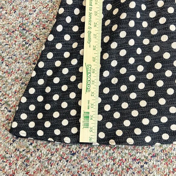 Anthropologie Maeve Nikola Black Cream Dot Print Lattice Neck SS Dress Size 12 - Picture 14 of 16